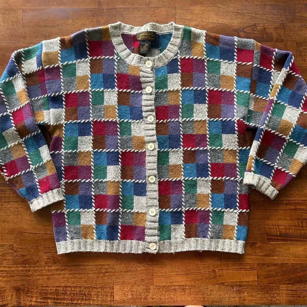 Eddie Bauer Unisex Color-Block Y2K Wool Sweater boho retro